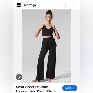 Alo Yoga Semi-Sheer Delicate Lounge Flare Pant - Black. Size S. EUC